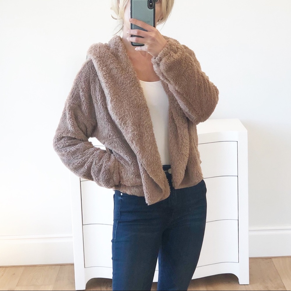 LAST 1! ST. MORITZ Brown Faux Fur Hoodie Jacket - Picture 8 of 10